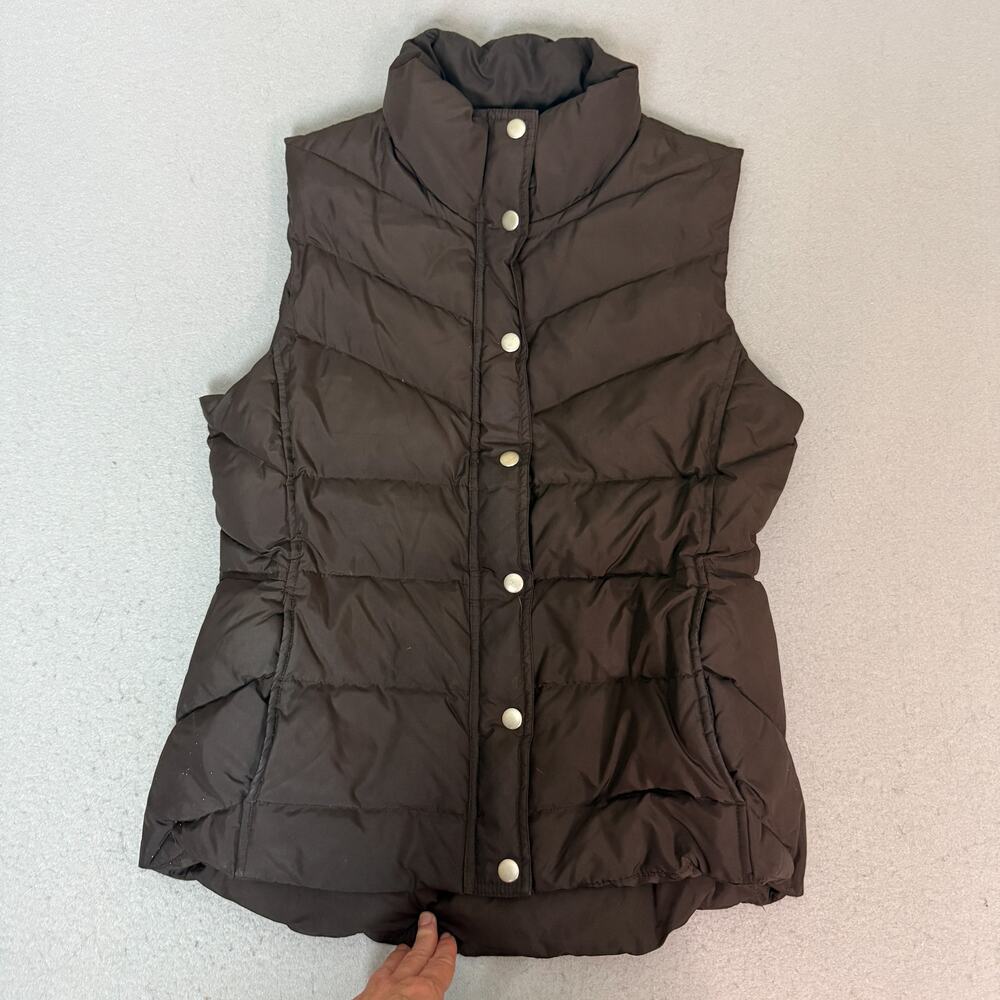 J.CREW Womens Black Puffer Vest Size 2 Down Snap Zip Quilted Sleeveless Coat